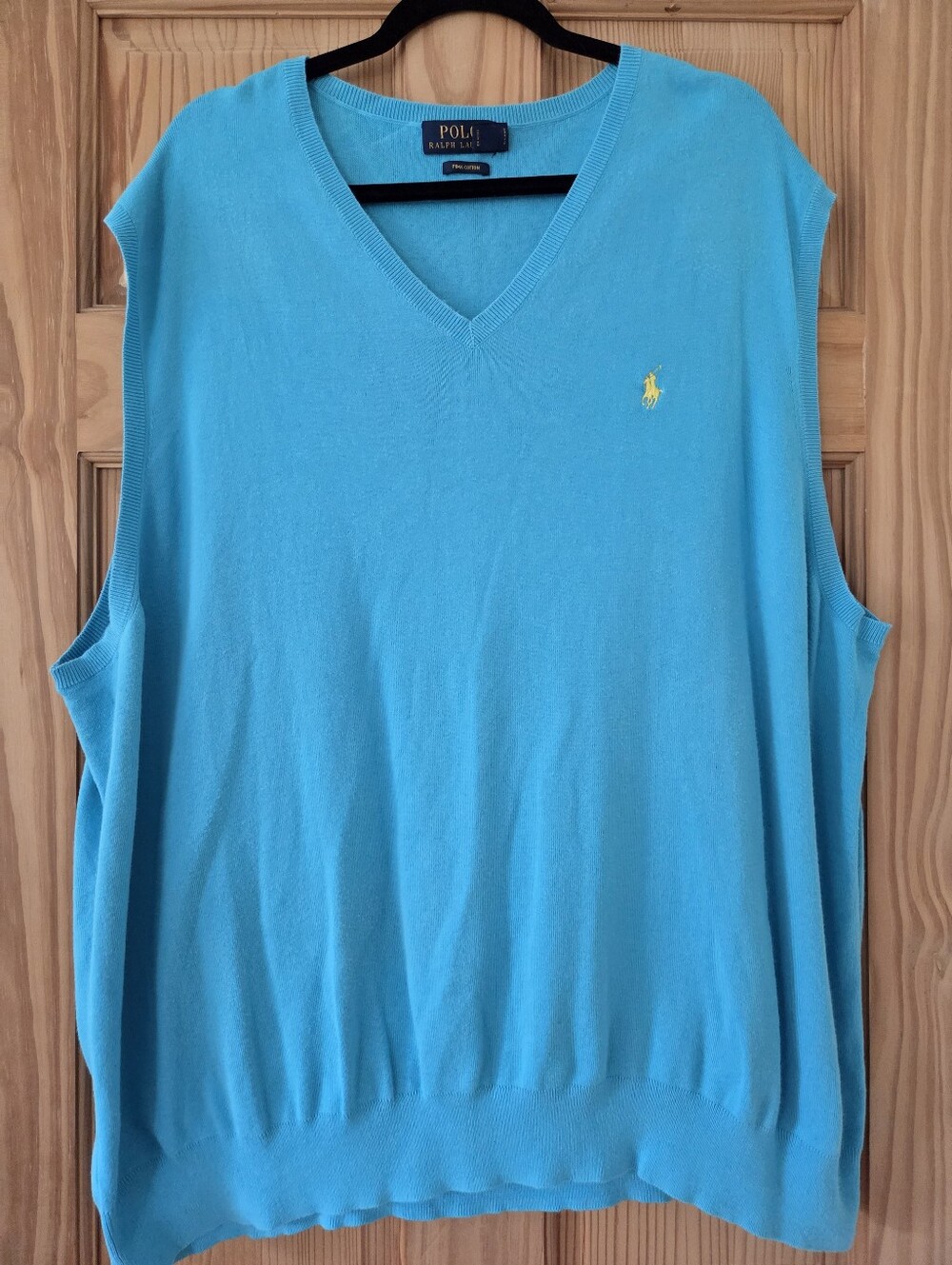 Polo Ralph Lauren Sweater Vest 4X Big Pima Cotton V Neck Pony Logo Preppy blue